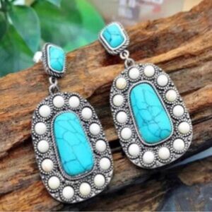 Turquoise and Silver Dangle Earrings